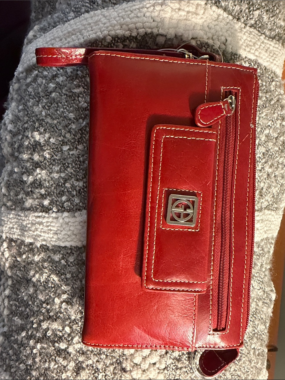 Giani Bernini Red Leather Wristlet Clutch